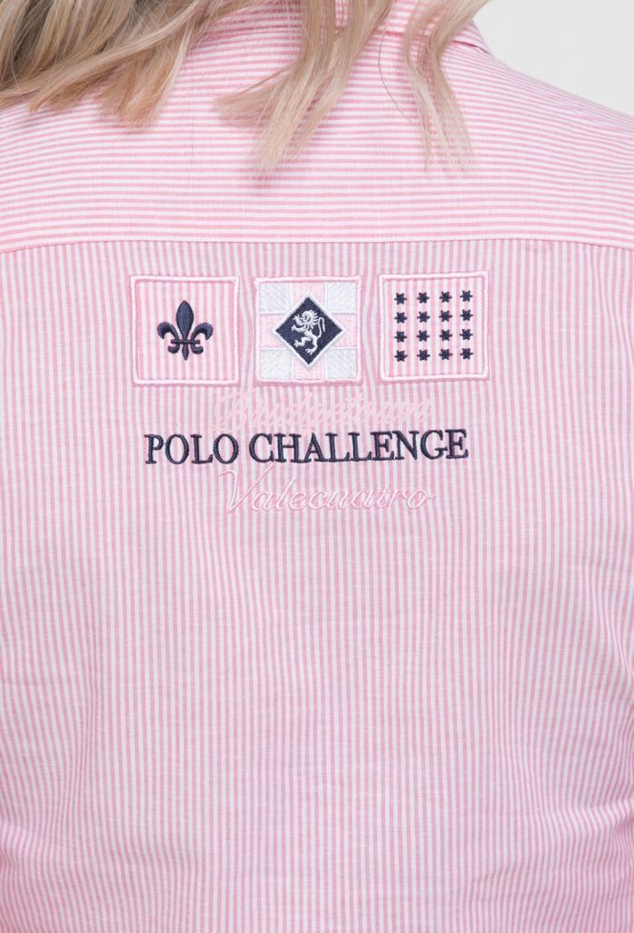 Camisa a rayas de lino color rosa colección Polo Challenge Valecuatro - 41.94