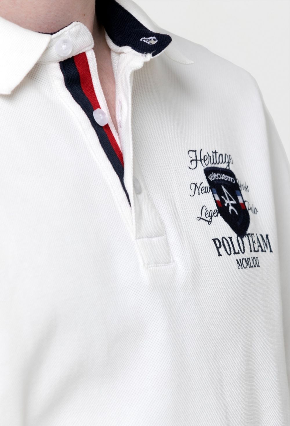 Polo manga larga modelo polo team blanco roto - Valecuatro
