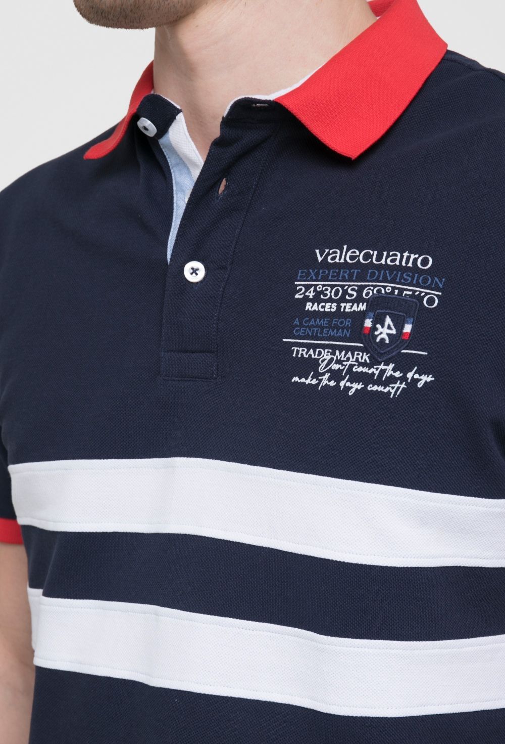 Polo de hombre franjas Valecuatro color azul marino - 35.94