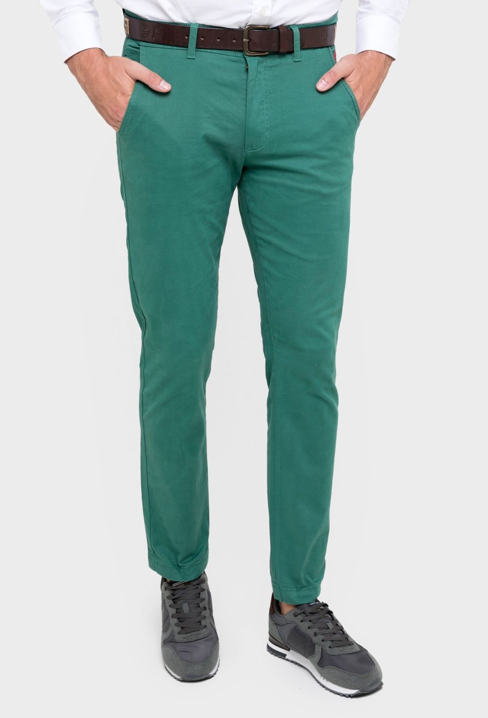 pantalones - Pantalón chino regular fit verde I23H-5368-VD