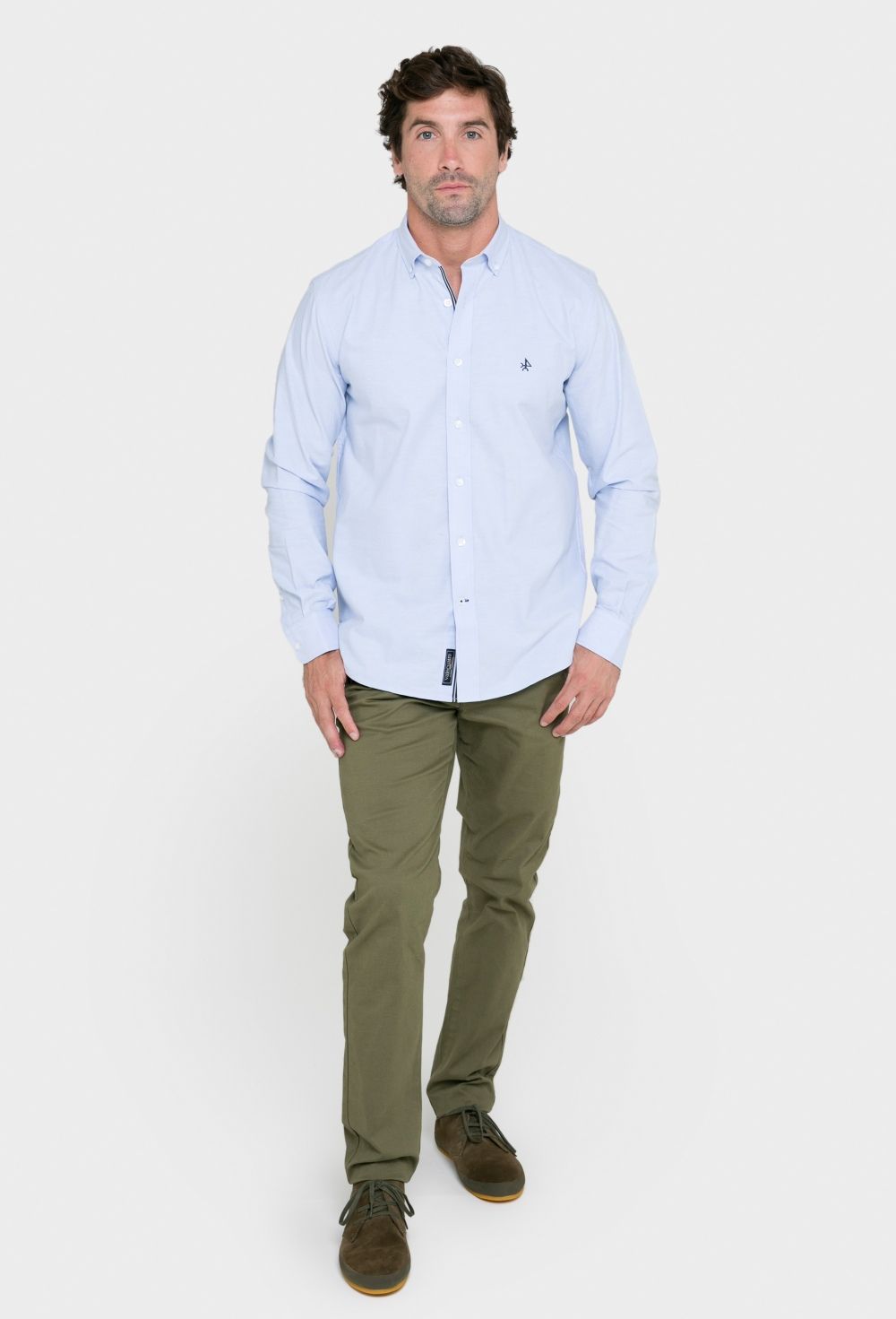 Camisa clásica oxford color celeste - Valecuatro