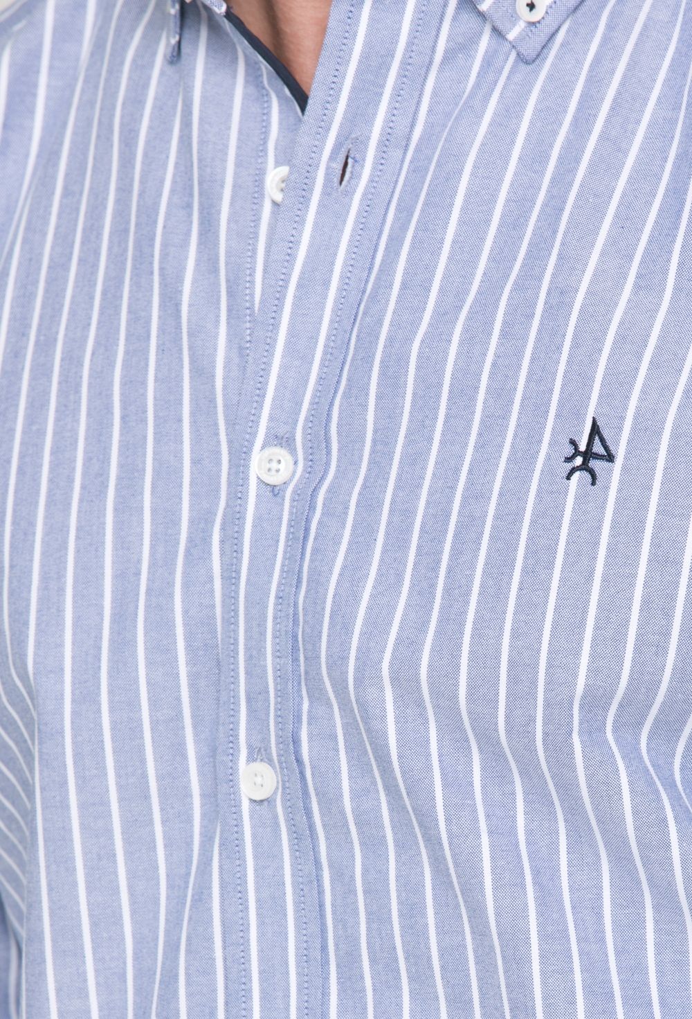 Valecuatro - Camisa oxford a rayas azul marino