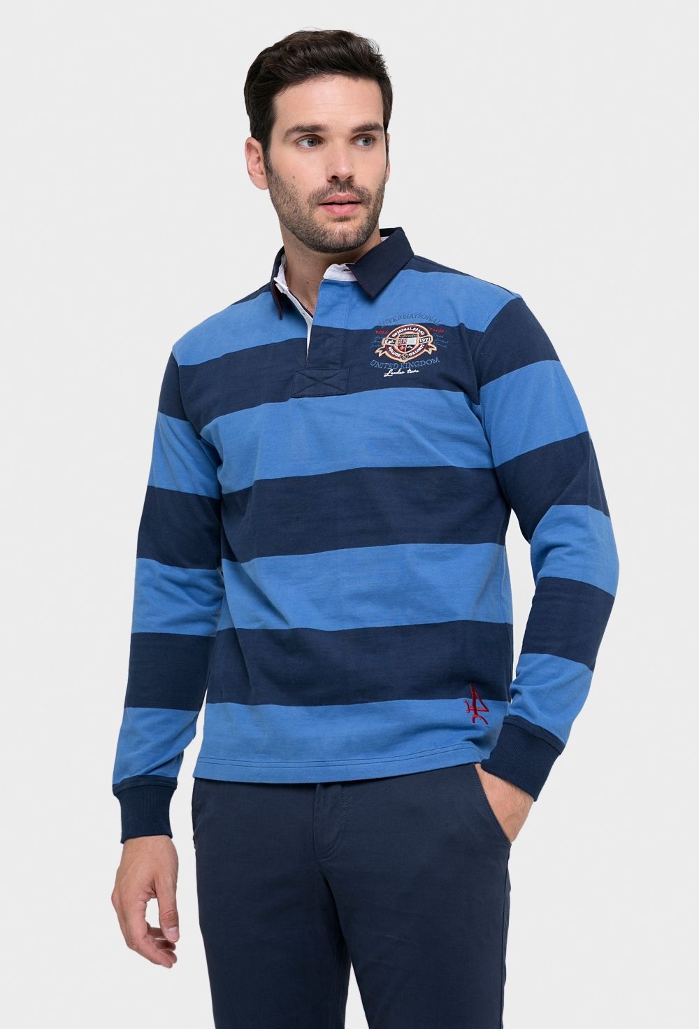 polos-rugby - Rugby franjas índigo con azul marino I23H-5495-IND