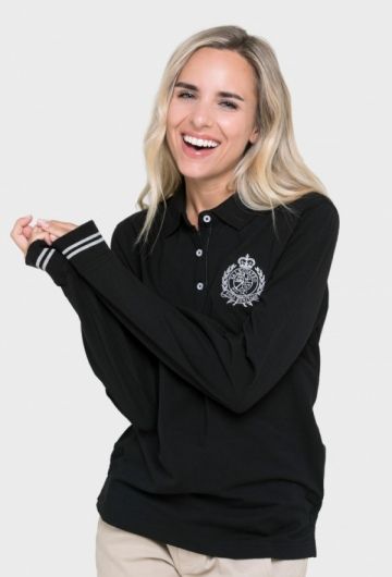 Polo clásico mujer manga larga en negro