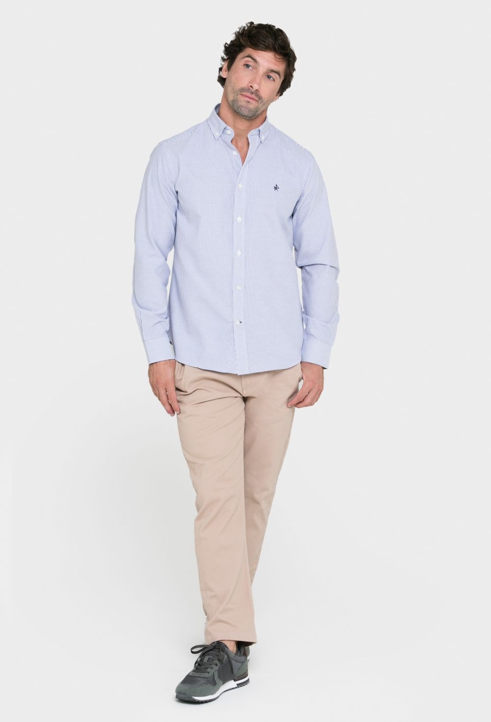 Camisa oxford clásica a rayas azul marino - Valecuatro