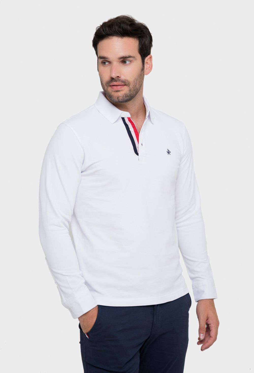 polos - Polo básico color blanco manga larga I23H-5478-BL