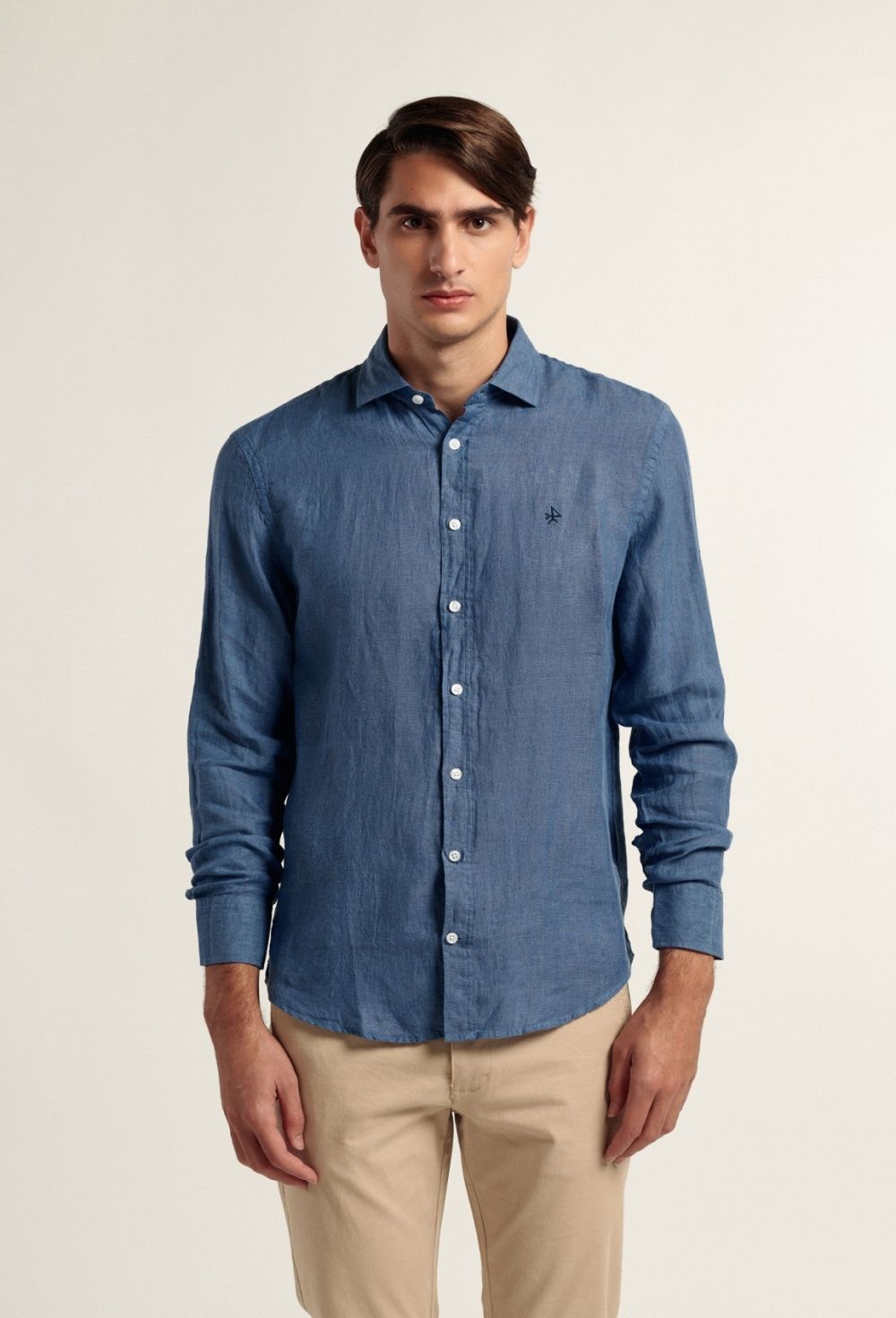 Camisa hombre de lino azul marino - Valecuatro