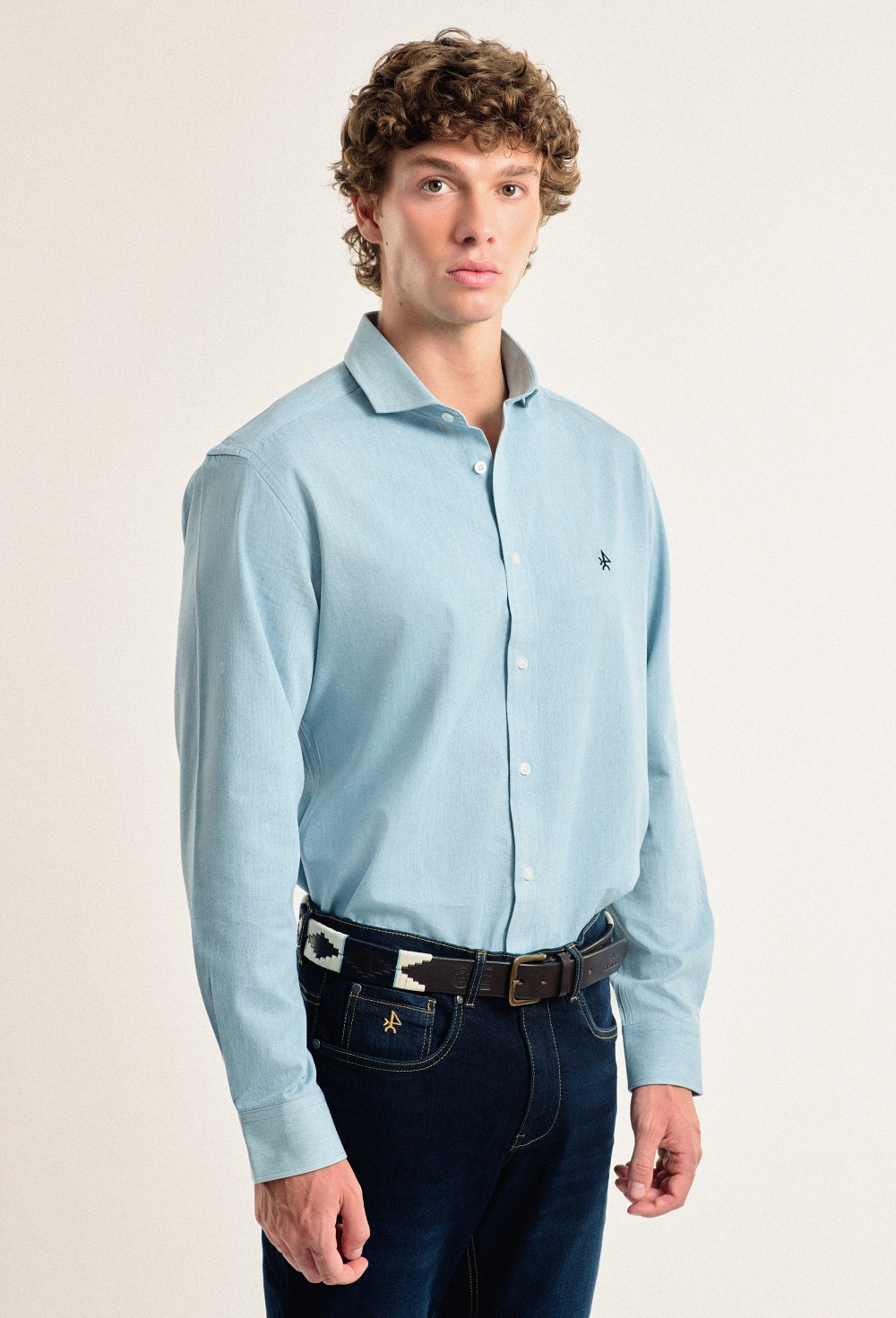 camisas - Camisa denim azul jeans claro I24H-5999-ACJ