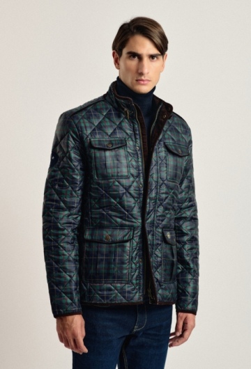 Chaqueta Husky Valecuatro clásica tartán azul marino