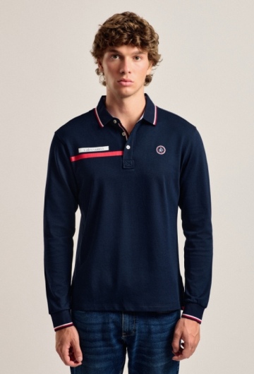 Polo Valecuatro de hombre azul marino modelo bandera