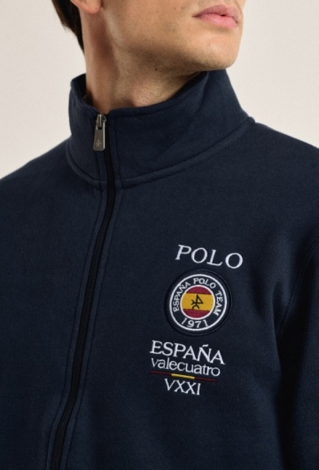 Sudadera cremallera Valecuatro azul marino escudo España