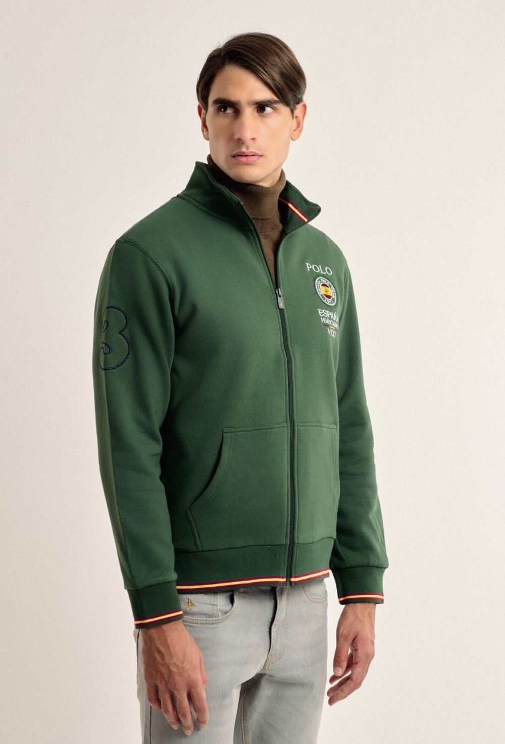 Valecuatro - Sudadera cremallera Valecuatro verde escudo España