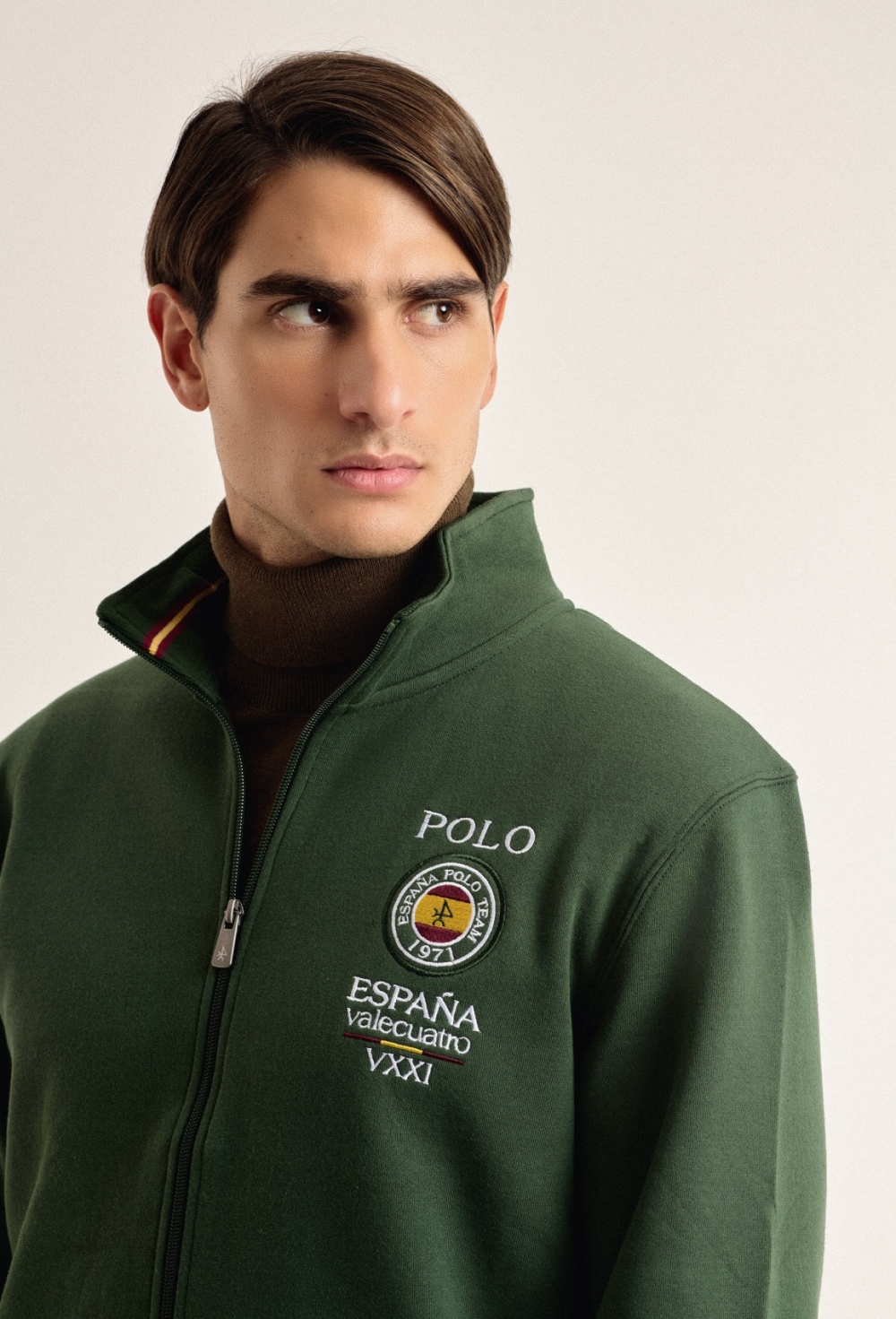 Sudadera cremallera Valecuatro verde escudo España - Valecuatro