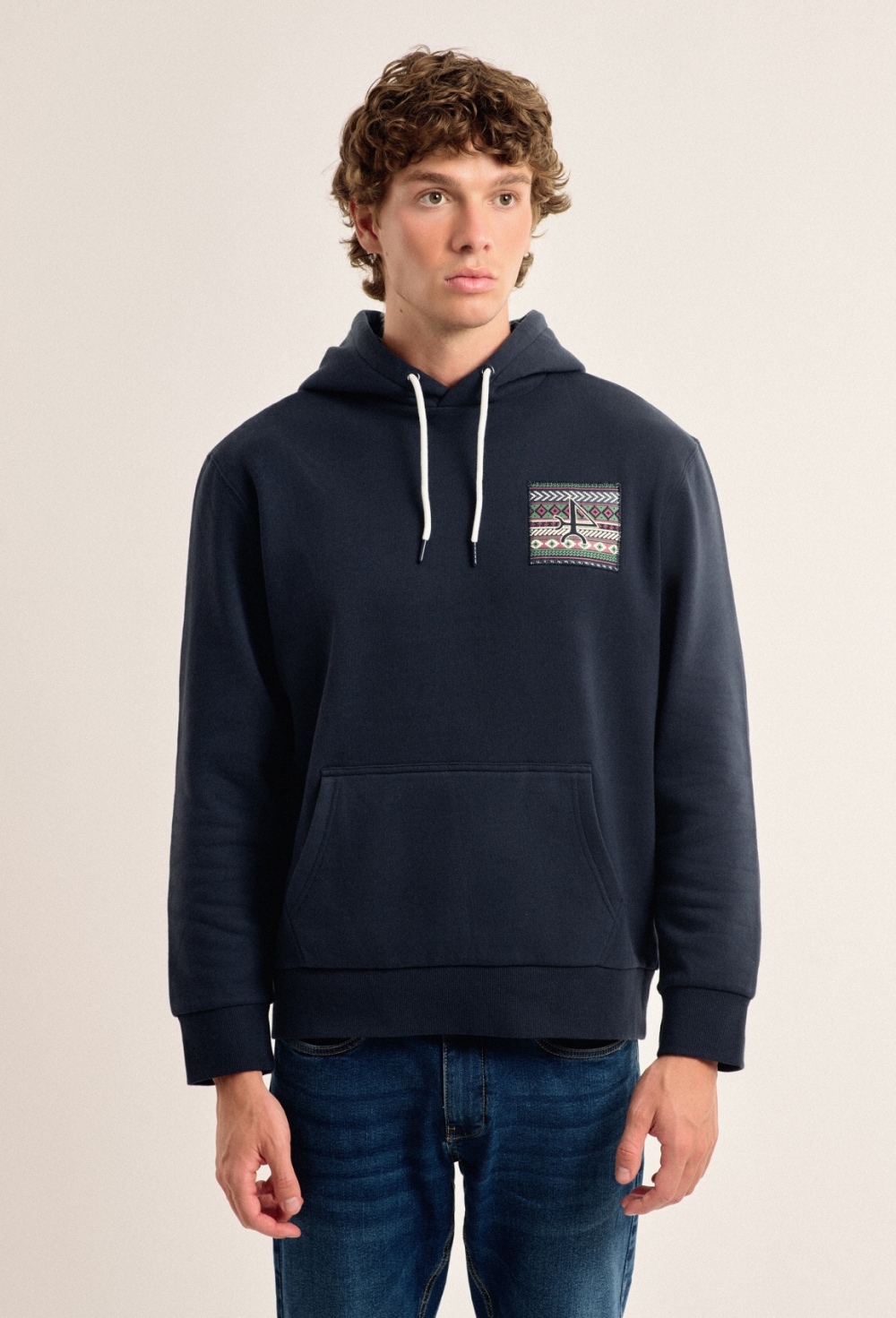 sweatshirts - SUDADERA H CAPUCHA ETNICO I24H-6111-AZM