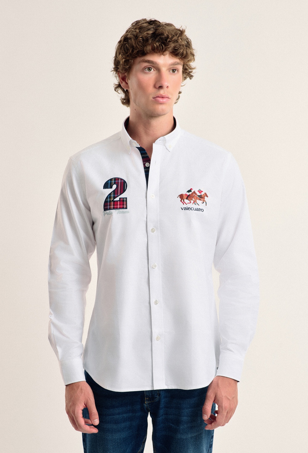 Camisa hombre Valecuatro blanca modelo caballos