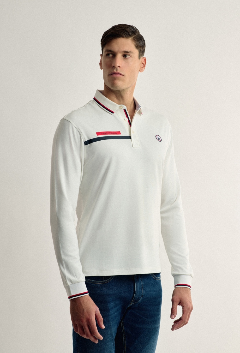 Polo Valecuatro de hombre blanco modelo bandera - Valecuatro