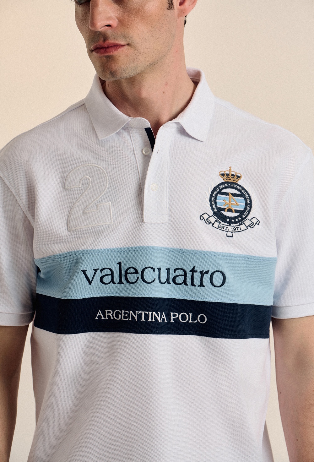 Polo franjas Argentina blanco - 48.93