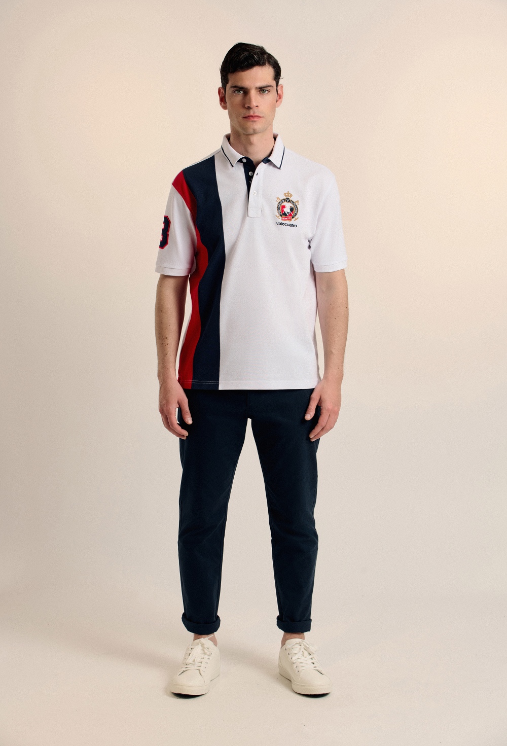 Polo tricolor escudo blanco - Valecuatro - polos