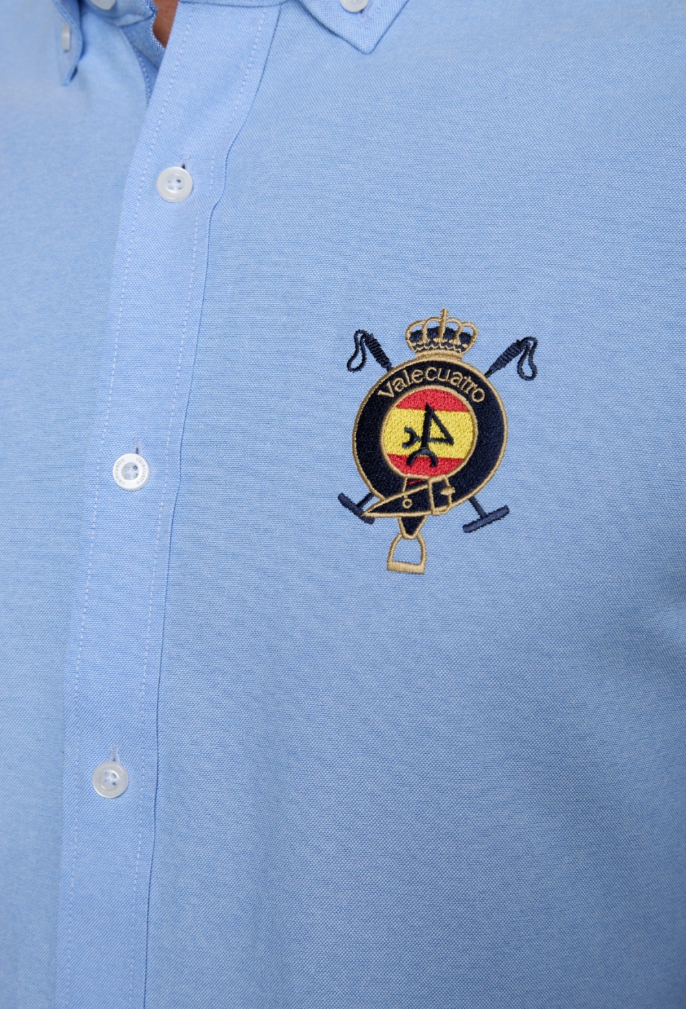 camisas - Camisa bordada Valecuatro España celeste