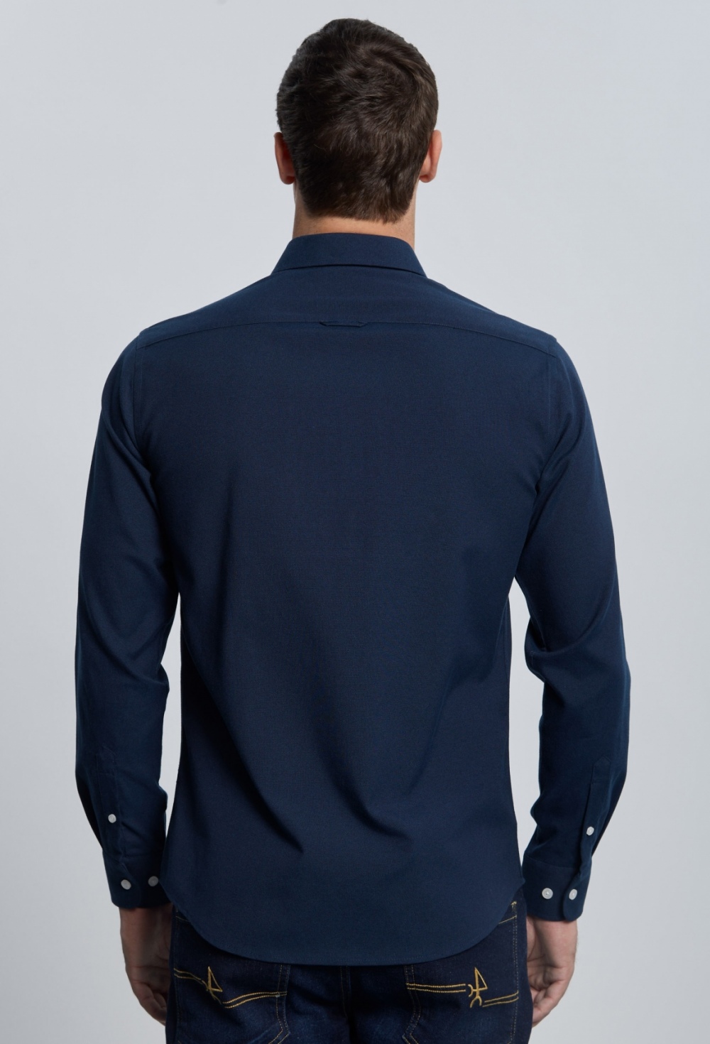 camisas - Camisa Oxford azul marino cuello italiano