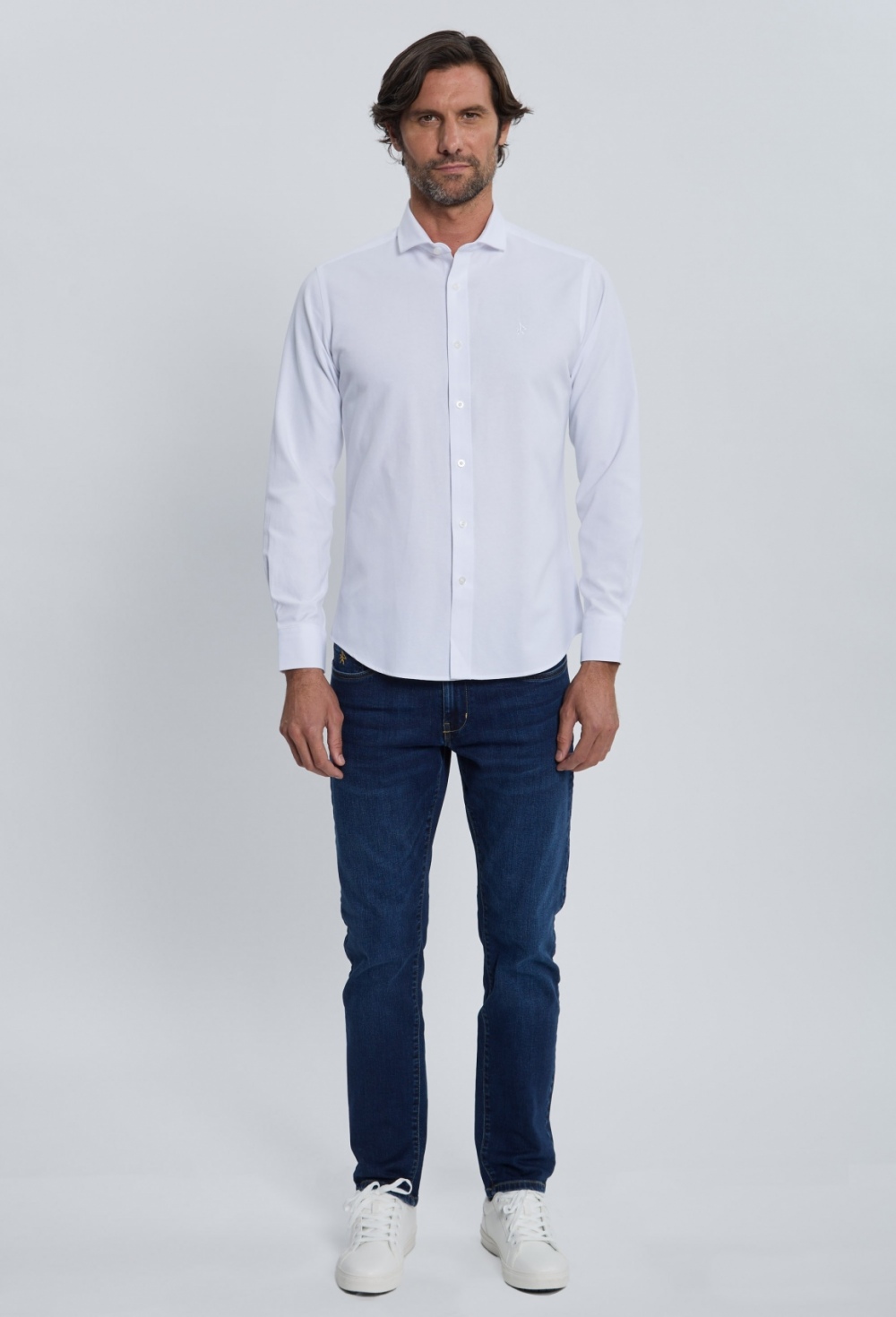 Camisa Oxford blanco cuello italiano - Valecuatro - camisas