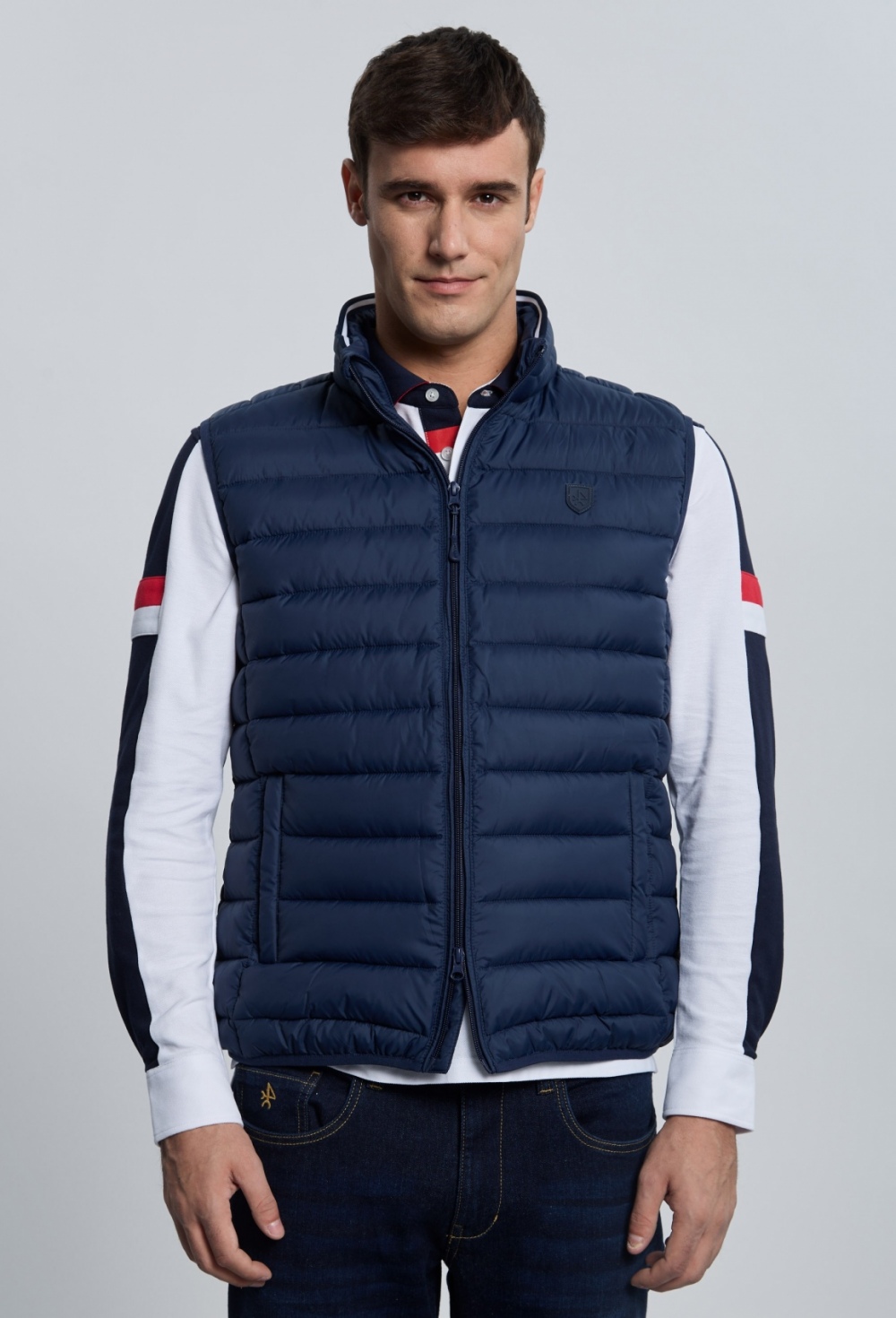 chalecos - Chaleco acolchado clásico azul marino I25H-6433-AZM