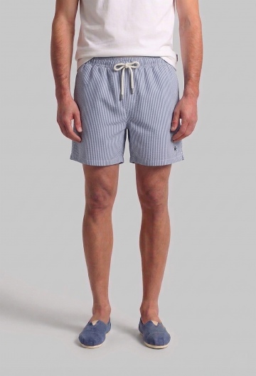 Bañador estampado a rayas azul marino