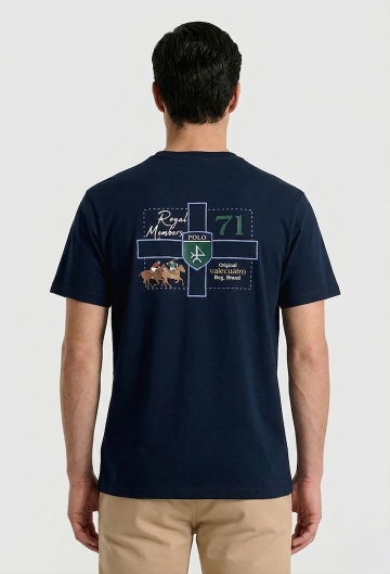 Camiseta Player blanco azul marino