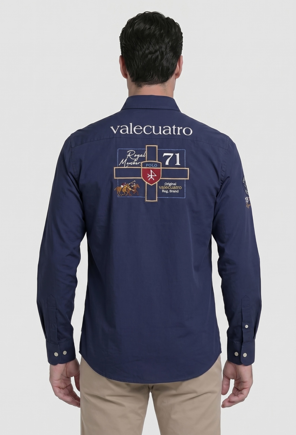Camisa bordada modelo Player azul marino - Valecuatro