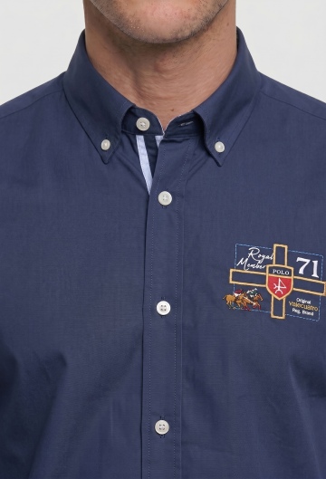 Camisa bordada modelo Player azul marino