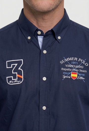 Camisa bordada España Polo azul marino