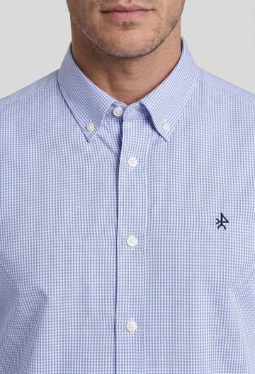 Camisa cuadro vichy celeste