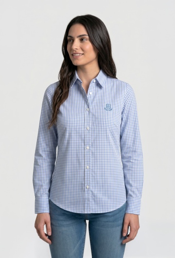 Camisa clásica logo Valecuatro vichy celeste