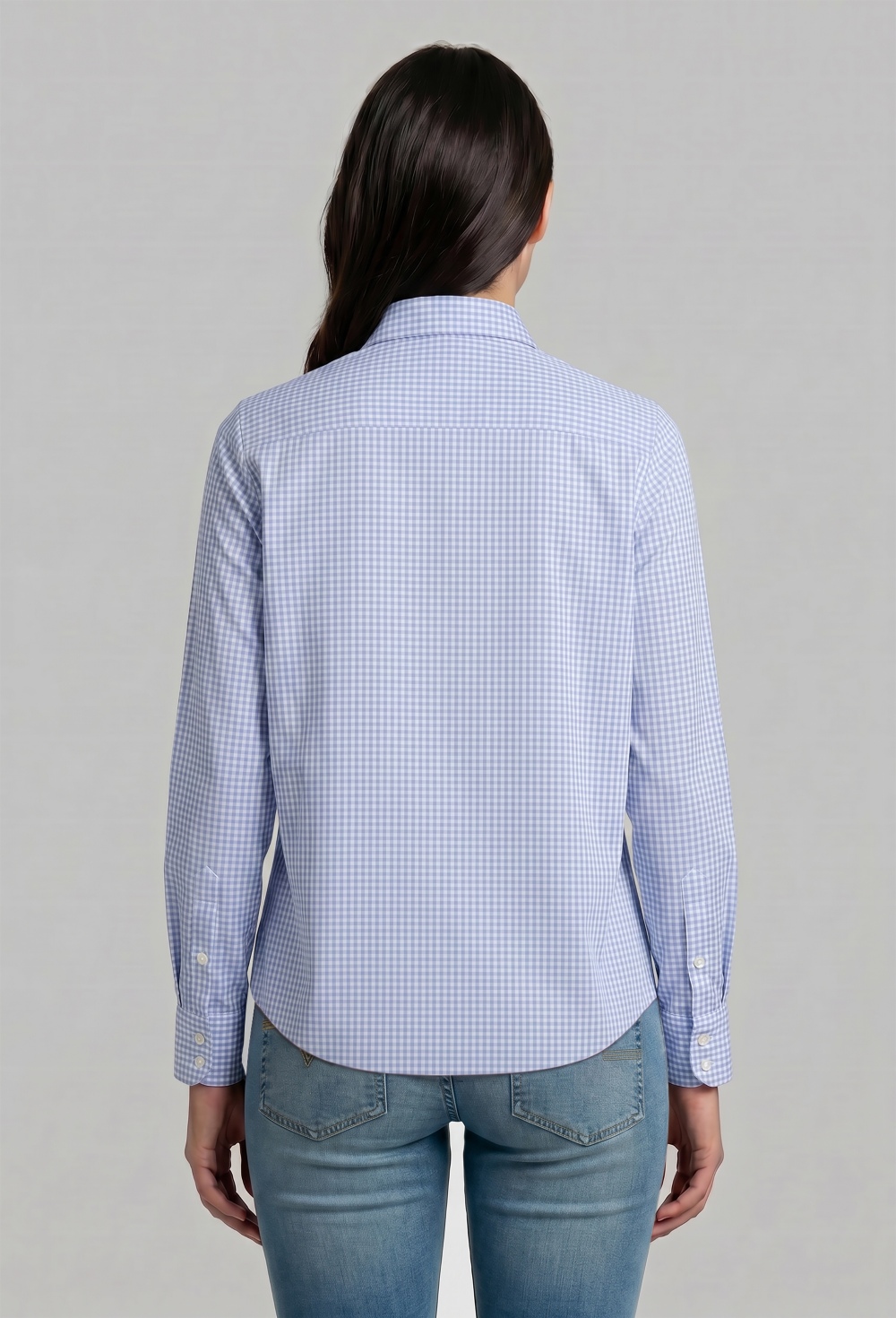 Valecuatro - Camisa clásica logo Valecuatro vichy celeste