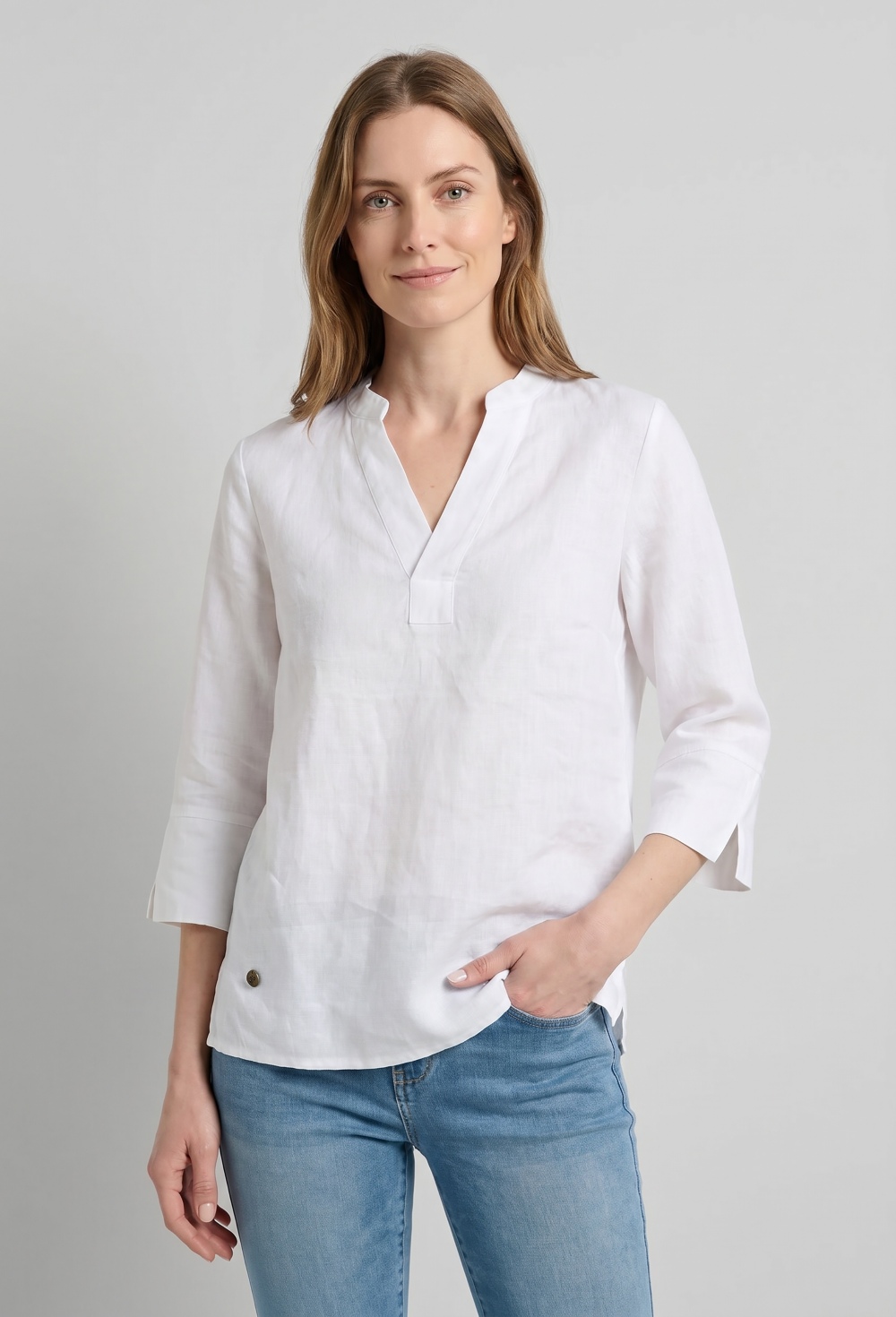 camisas - Blusa de lino color blanco P26M-6599-BL