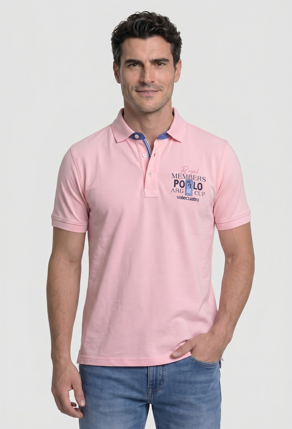polos - Polo semibordado Royal member rosa P26H-6478-RS