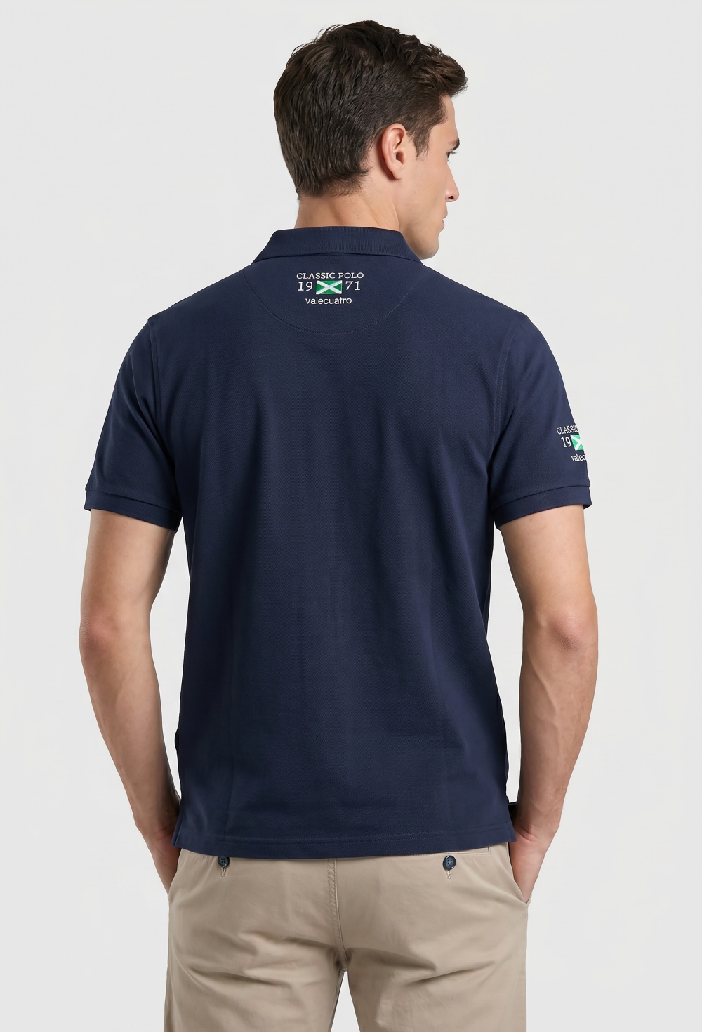 Valecuatro - Polo bordado franja azul marino