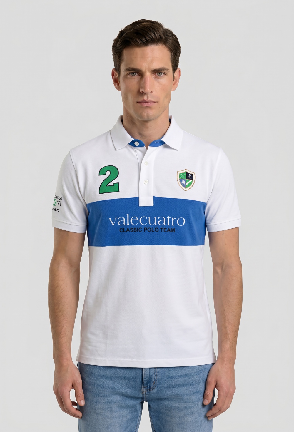 polos - Polo bordado franja blanco P26H-6492-BL