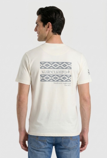 Camiseta étnica blanco roto