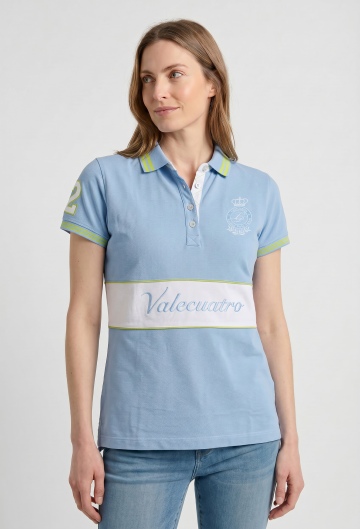 Polo bordado franja Valecuatro celeste