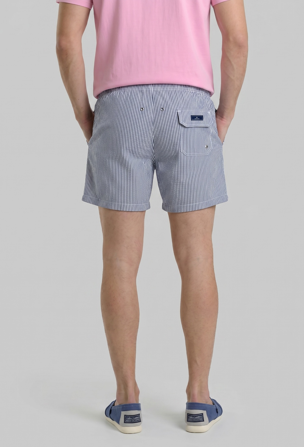 Valecuatro - Bañador estampado a rayas azul marino