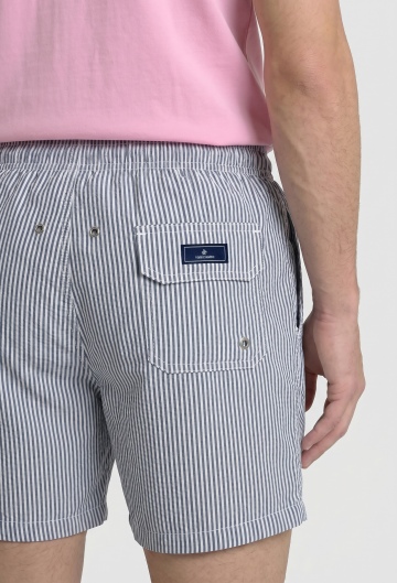 Bañador estampado a rayas azul marino