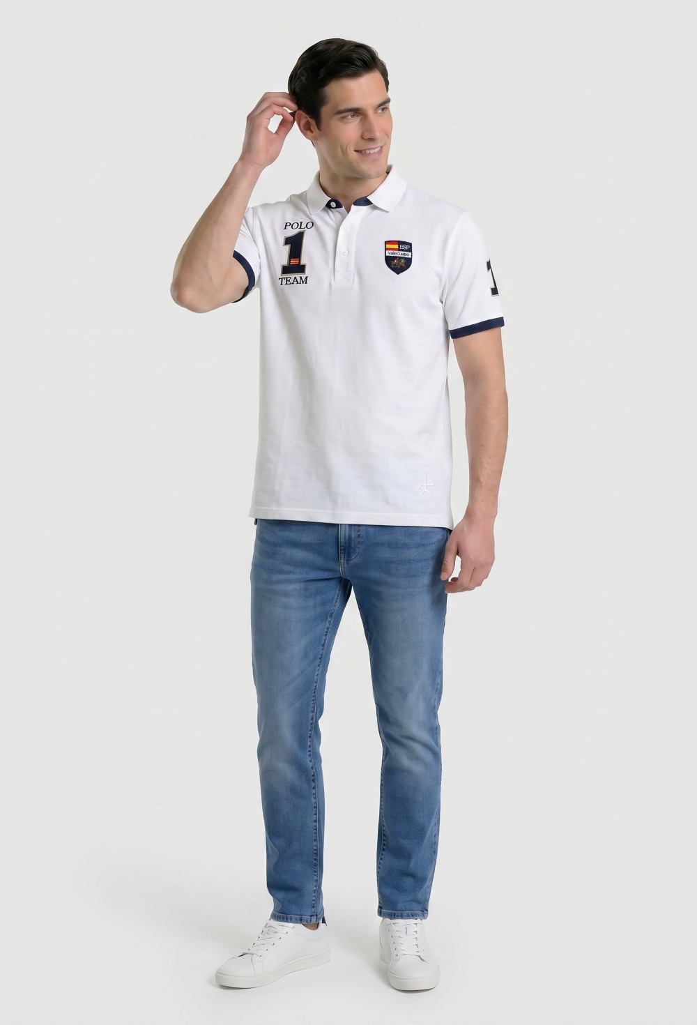 Polos escudos España blanco - Valecuatro